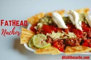 FatHead nachos. Absolutely a stroke of genius. Low carb, grain free nacho heaven. | ditchthecarbs.com