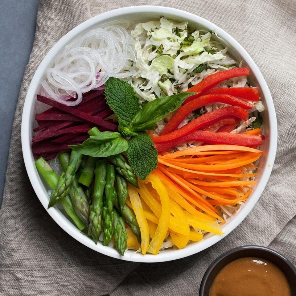 Rainbow Veggie Spring Roll Bowl